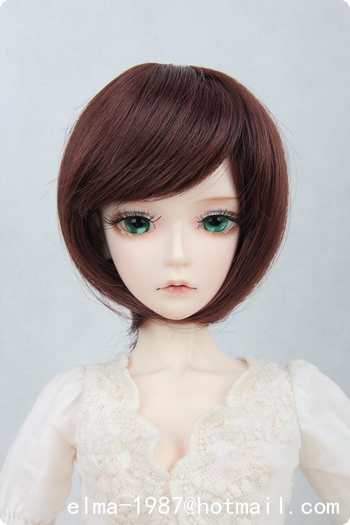 red brown short wig for bjd 1/3,1/4,1/6 doll